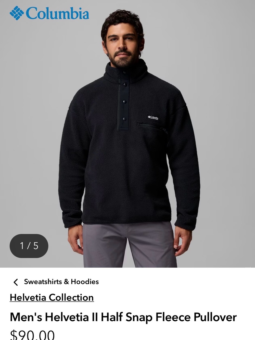 Columbia Black Half-Snap Fleece Pullover#202